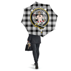 MacFarlane Black White Tartan Crest Umbrella