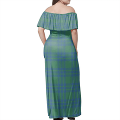 Montgomery Ancient Tartan Off Shoulder Long Dress