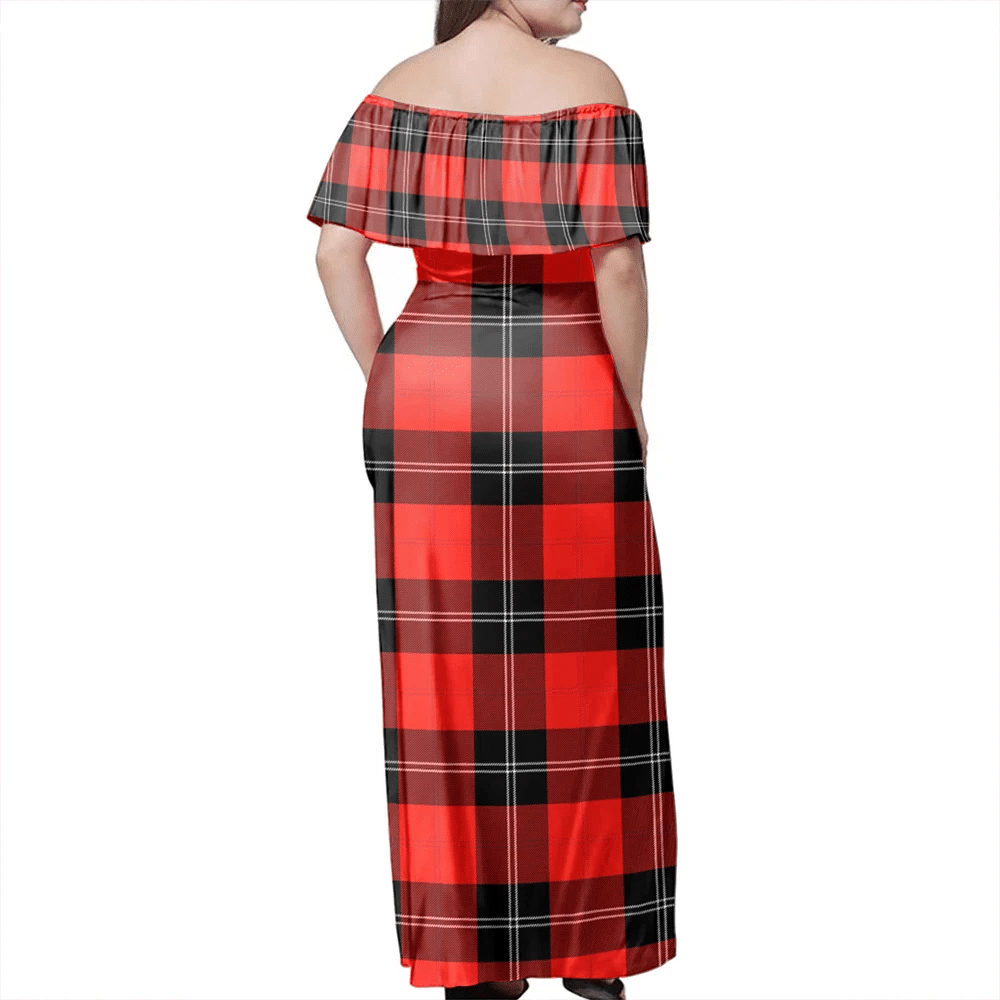 Ramsay Modern Tartan Off Shoulder Long Dress
