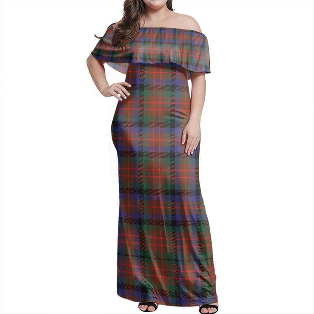 MacDuff Hunting Modern Tartan Off Shoulder Long Dress