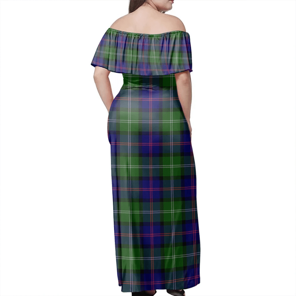 MacThomas Modern Tartan Off Shoulder Long Dress