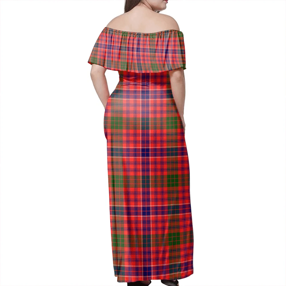 MacRae Modern Tartan Off Shoulder Long Dress