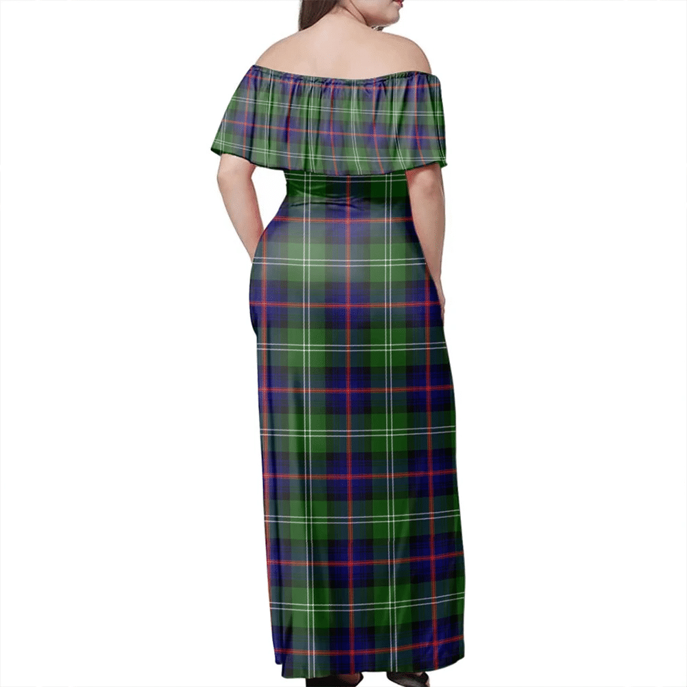 Sutherland Modern Tartan Off Shoulder Long Dress