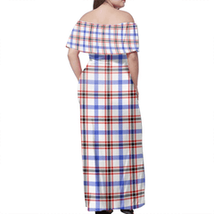 Boswell Modern Tartan Off Shoulder Long Dress