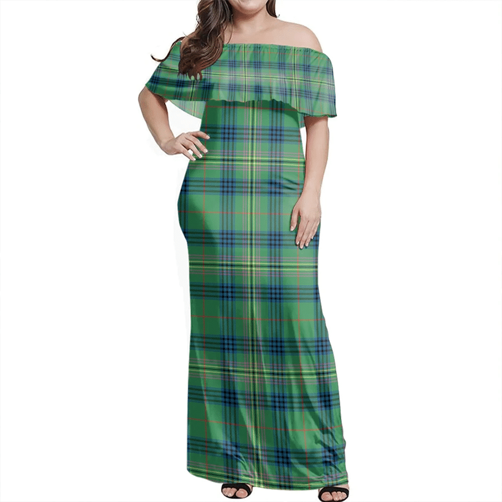 Kennedy Ancient Tartan Off Shoulder Long Dress