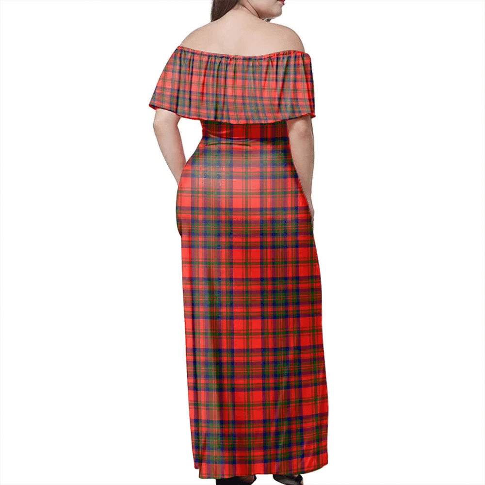 Matheson Modern Tartan Off Shoulder Long Dress