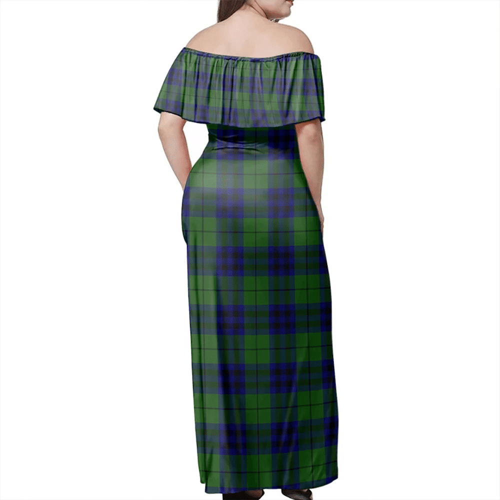 Keith Modern Tartan Off Shoulder Long Dress