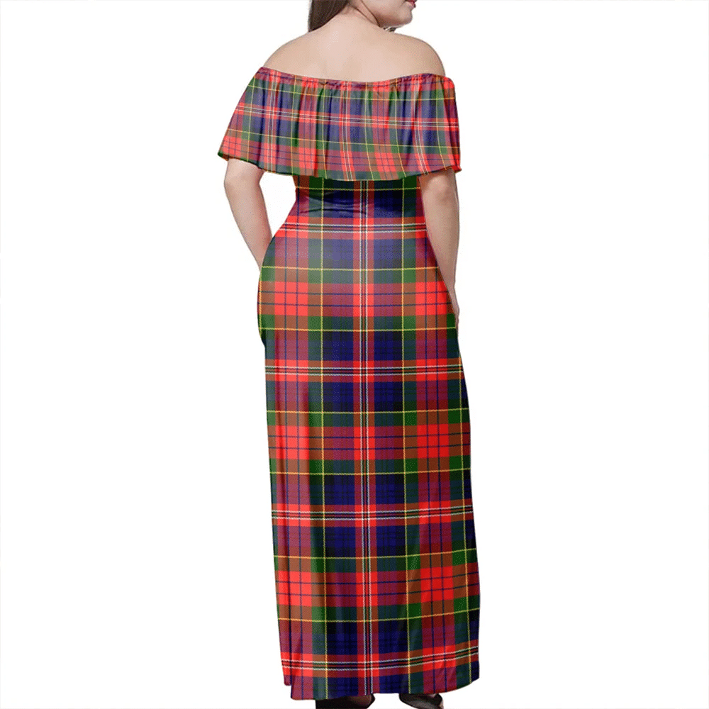 MacPherson Modern Tartan Off Shoulder Long Dress