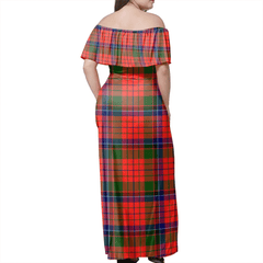 Nicolson Modern Tartan Off Shoulder Long Dress