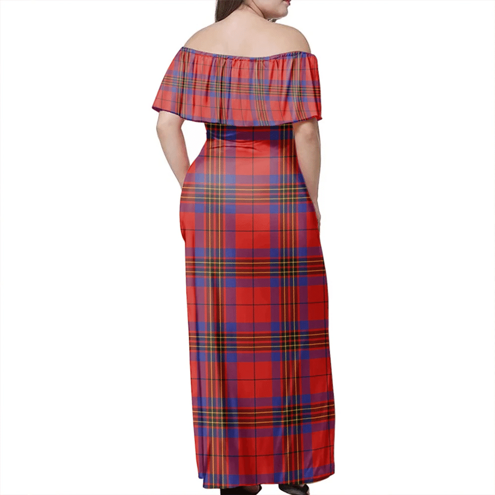 Leslie Modern Tartan Off Shoulder Long Dress