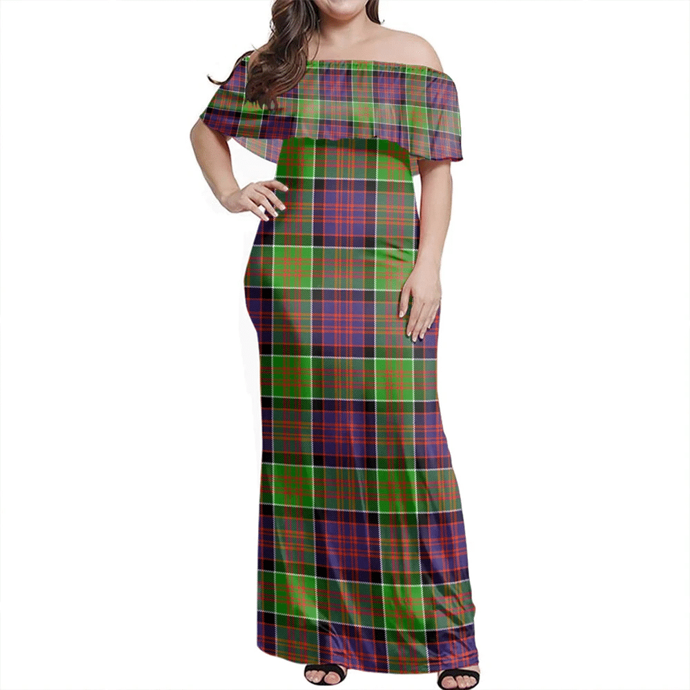 MacDonald Of Clanranald Tartan Off Shoulder Long Dress