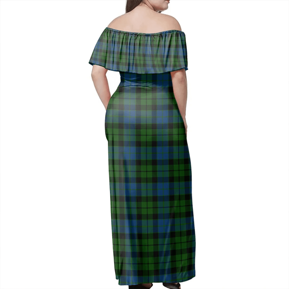 MacKay Modern Tartan Off Shoulder Long Dress