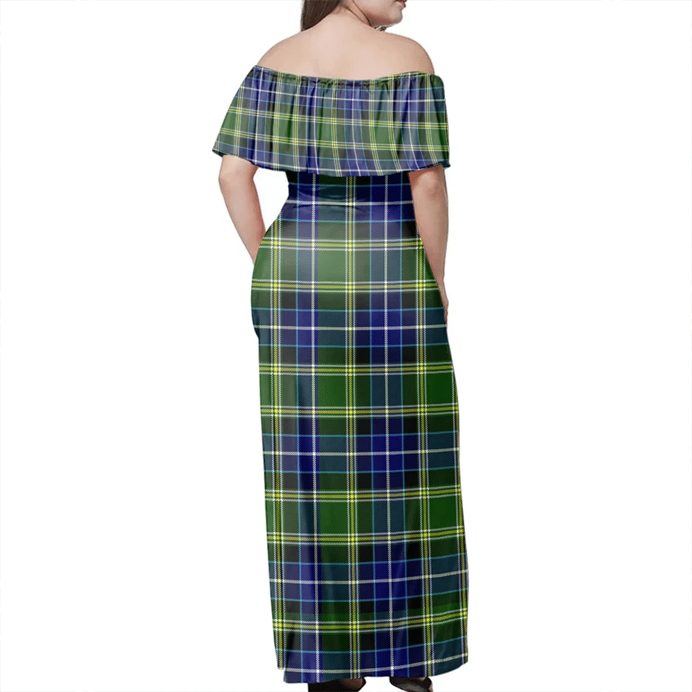 MacKellar Tartan Off Shoulder Long Dress