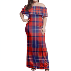 Wishart Dress Tartan Off Shoulder Long Dress