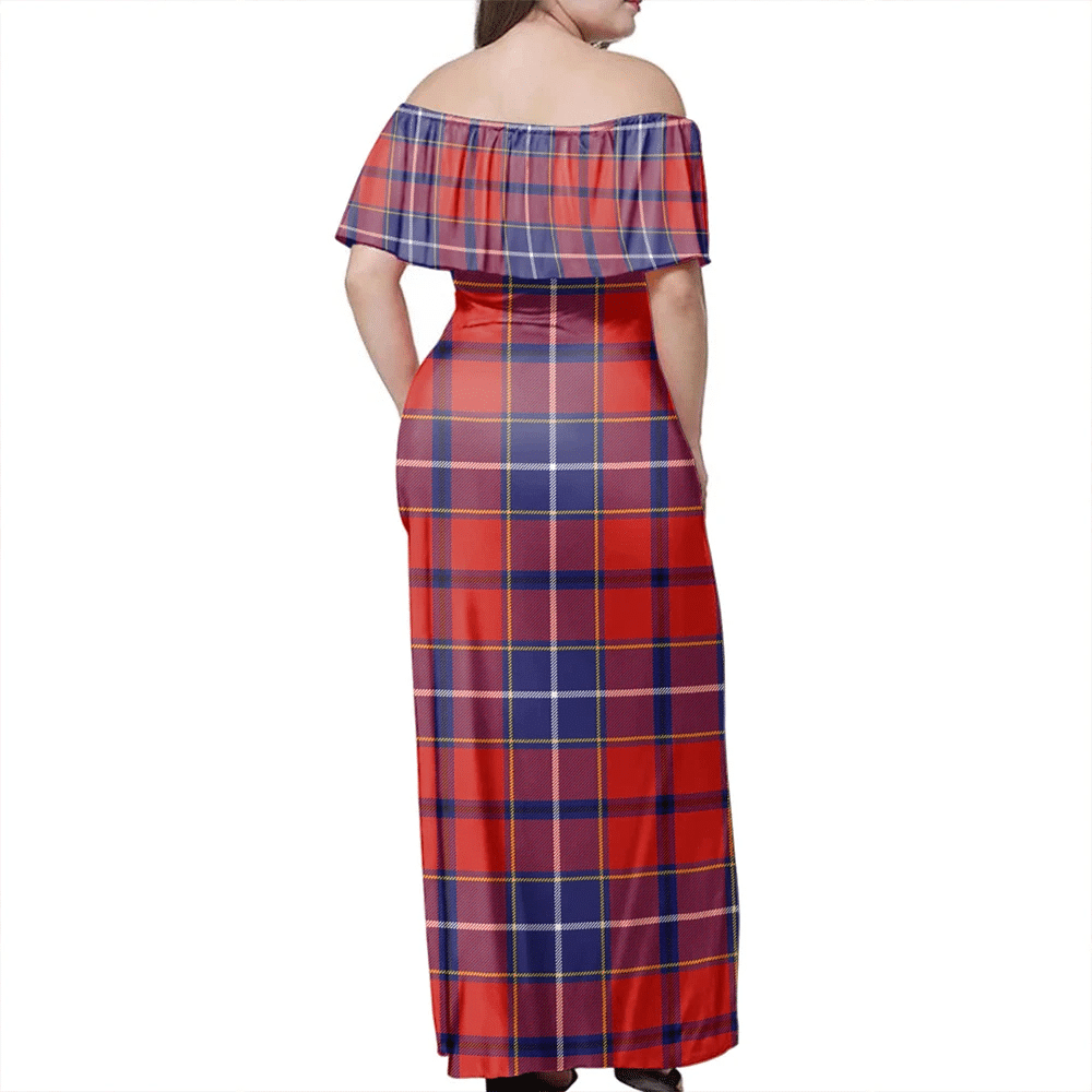 Wishart Dress Tartan Off Shoulder Long Dress