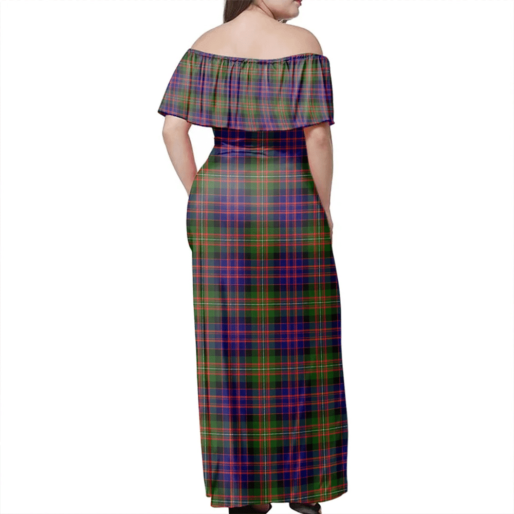 MacDonnell Of Glengarry Modern Tartan Off Shoulder Long Dress