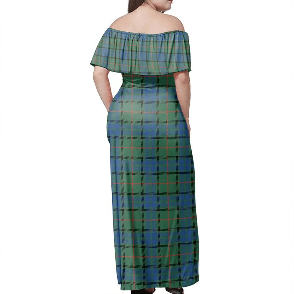 Lauder Tartan Off Shoulder Long Dress