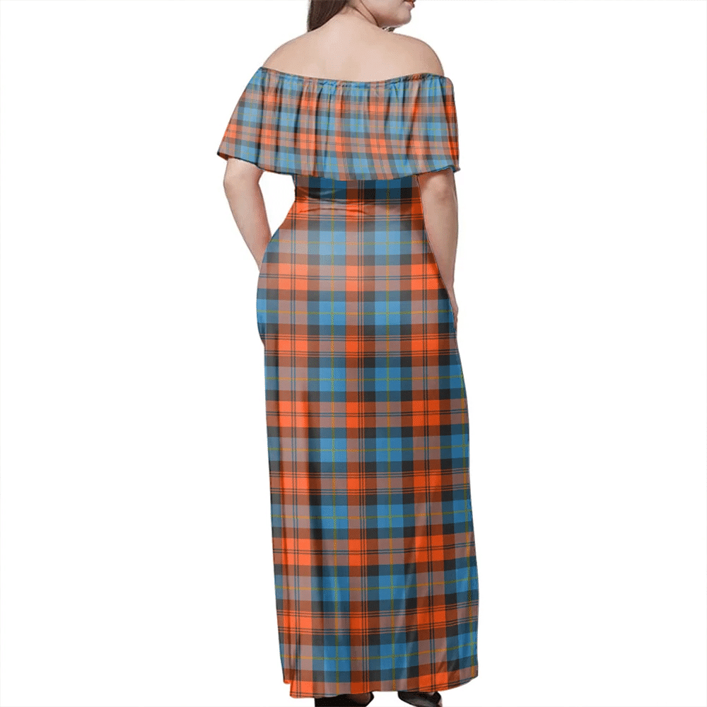 MacLachlan Ancient Tartan Off Shoulder Long Dress