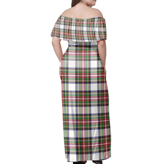 Stewart Dress Modern Tartan Off Shoulder Long Dress