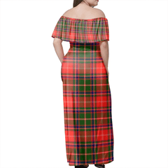 Somerville Modern Tartan Off Shoulder Long Dress