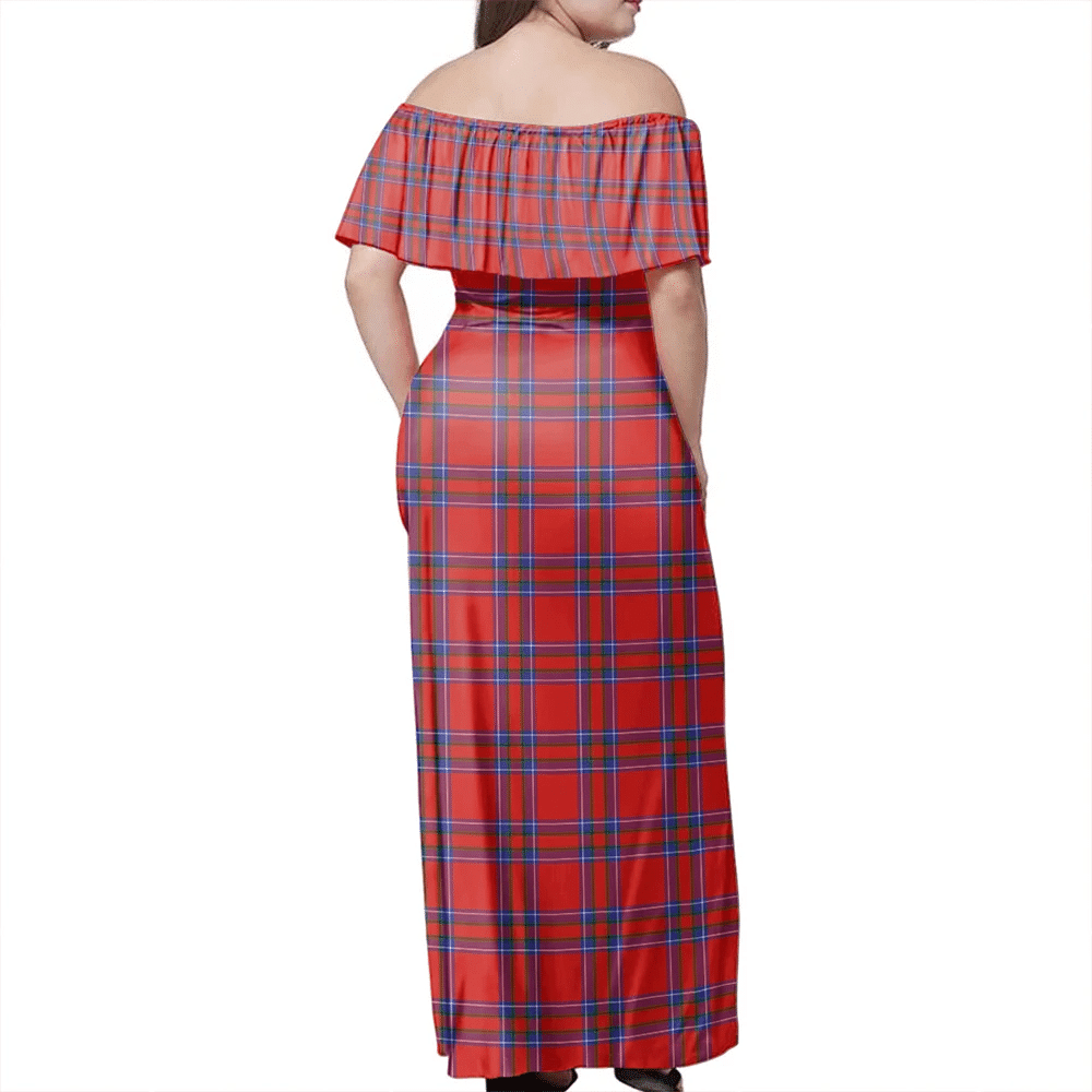 Inverness District Tartan Off Shoulder Long Dress