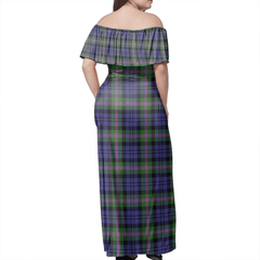 Baird Modern Tartan Off Shoulder Long Dress