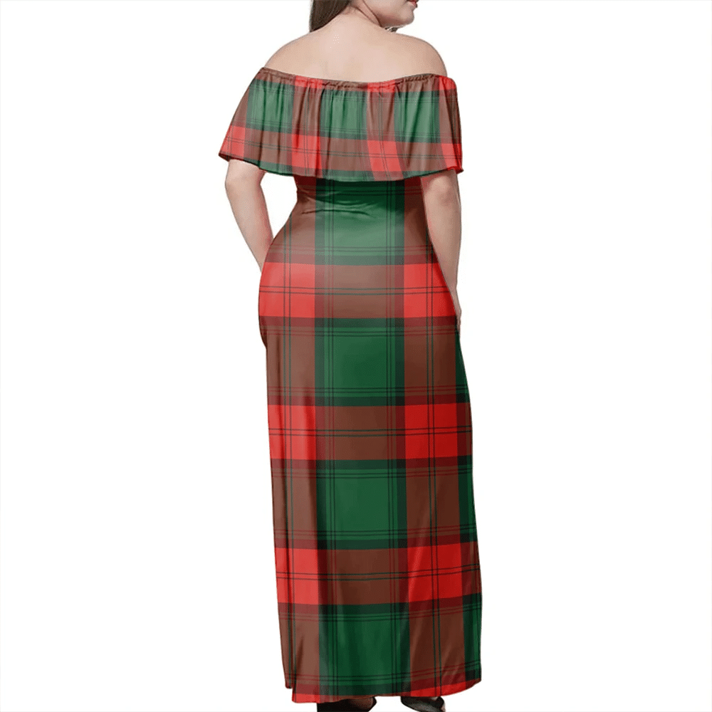 Stewart Atholl Modern Tartan Off Shoulder Long Dress