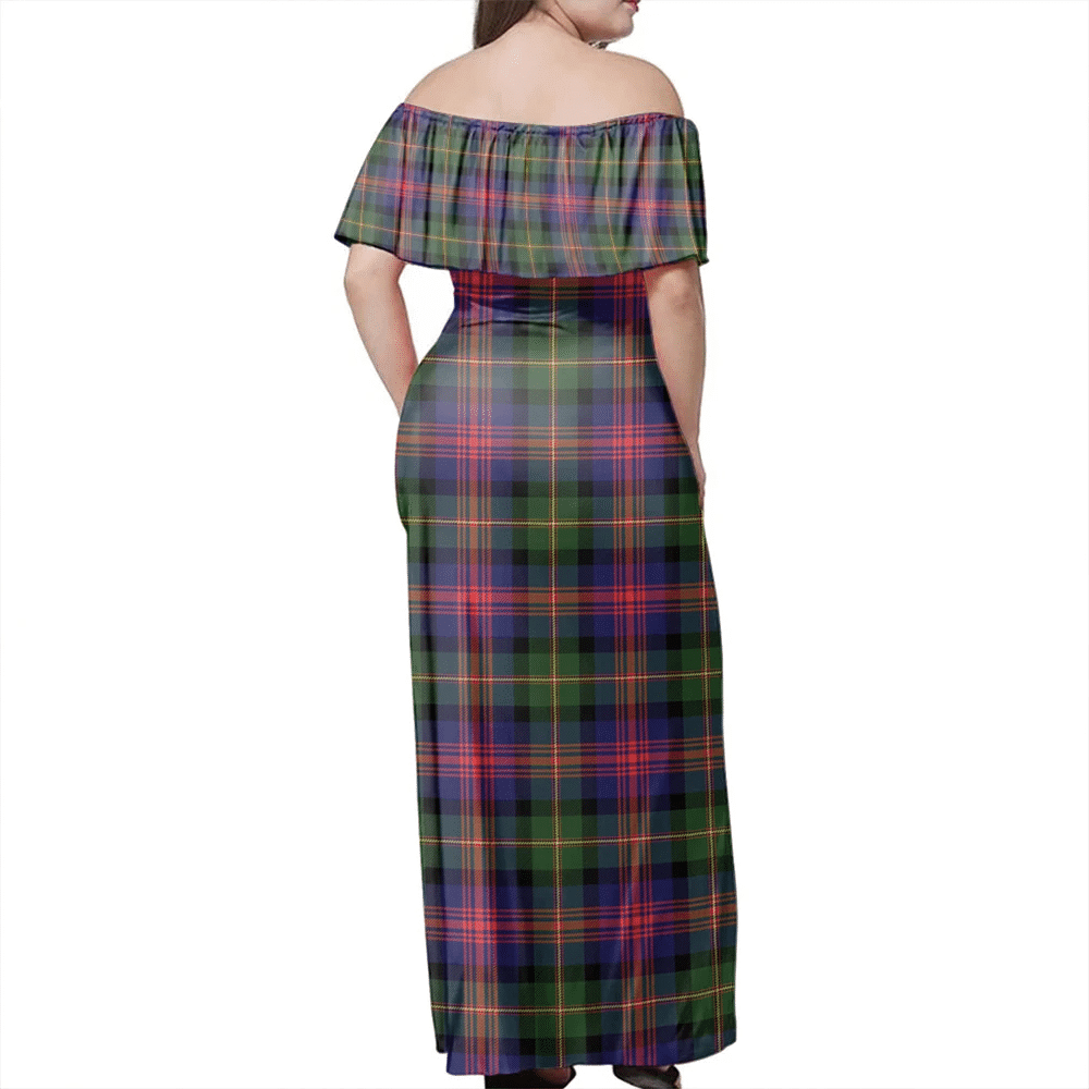 Logan Modern Tartan Off Shoulder Long Dress