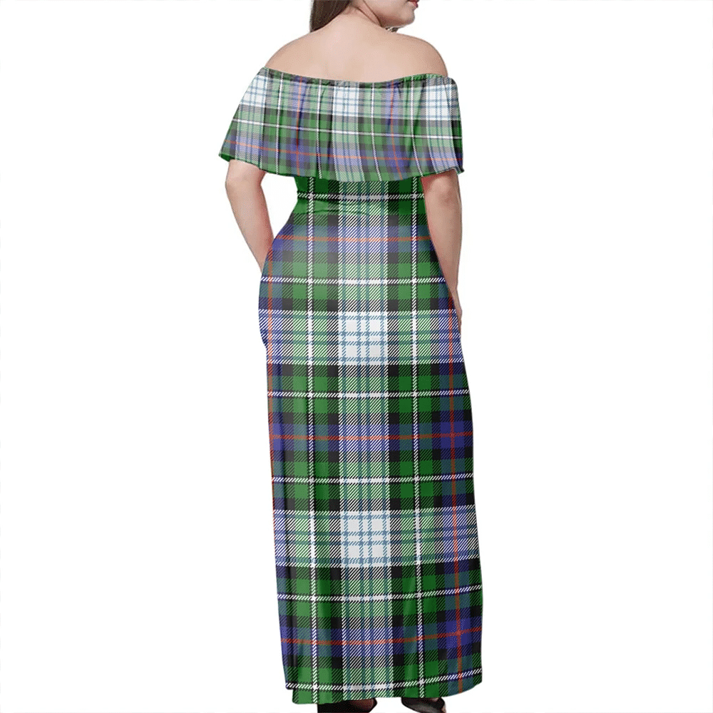 MacKenzie Dress Modern Tartan Off Shoulder Long Dress