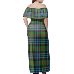 Newlands Of Lauriston Tartan Off Shoulder Long Dress