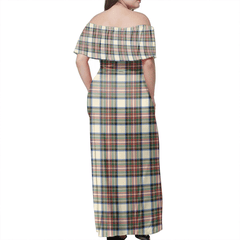 Stewart Dress Ancient Tartan Off Shoulder Long Dress