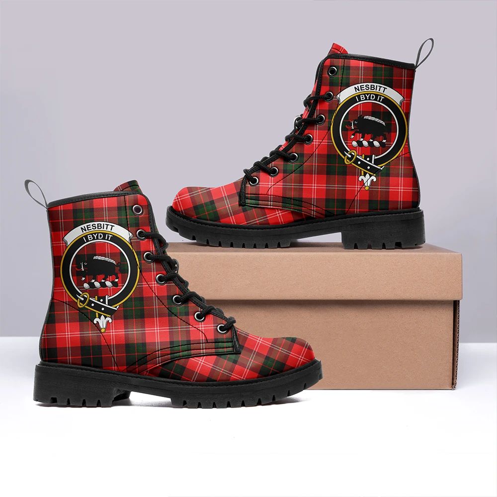 Nesbitt Modern Tartan Crest Leather Boots