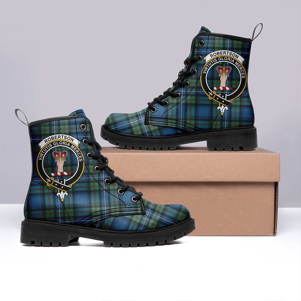 Robertson Hunting Ancient Tartan Crest Leather Boots