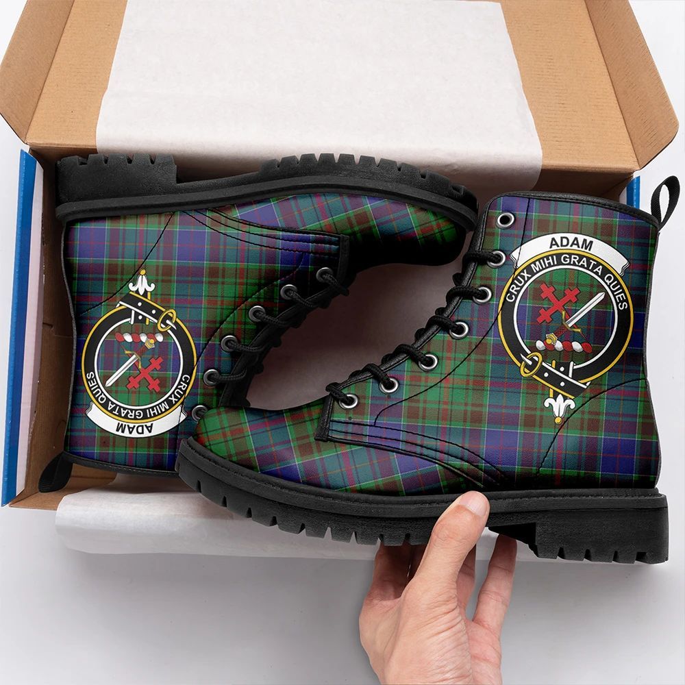 Adam Tartan Crest Leather Boots