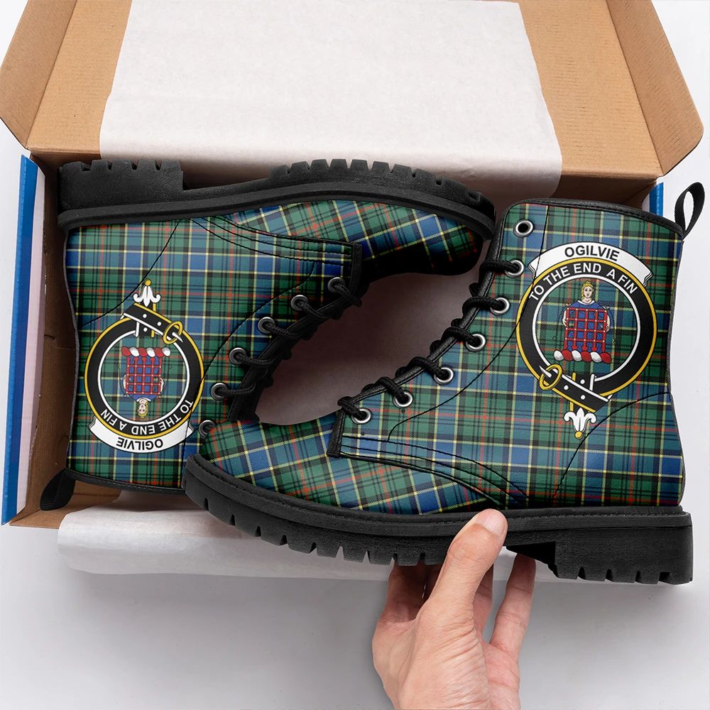 Ogilvie Hunting Ancient Tartan Crest Leather Boots