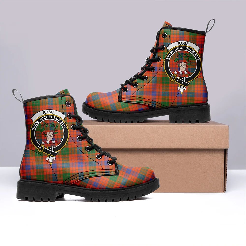 Ross Ancient Tartan Crest Leather Boots