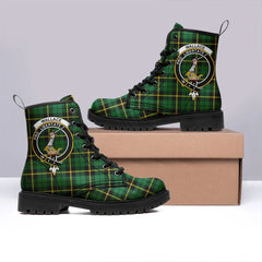 Wallace Hunting Green Tartan Crest Leather Boots
