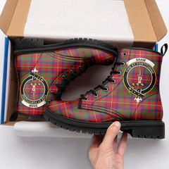 Shaw Red Modern Tartan Crest Leather Boots