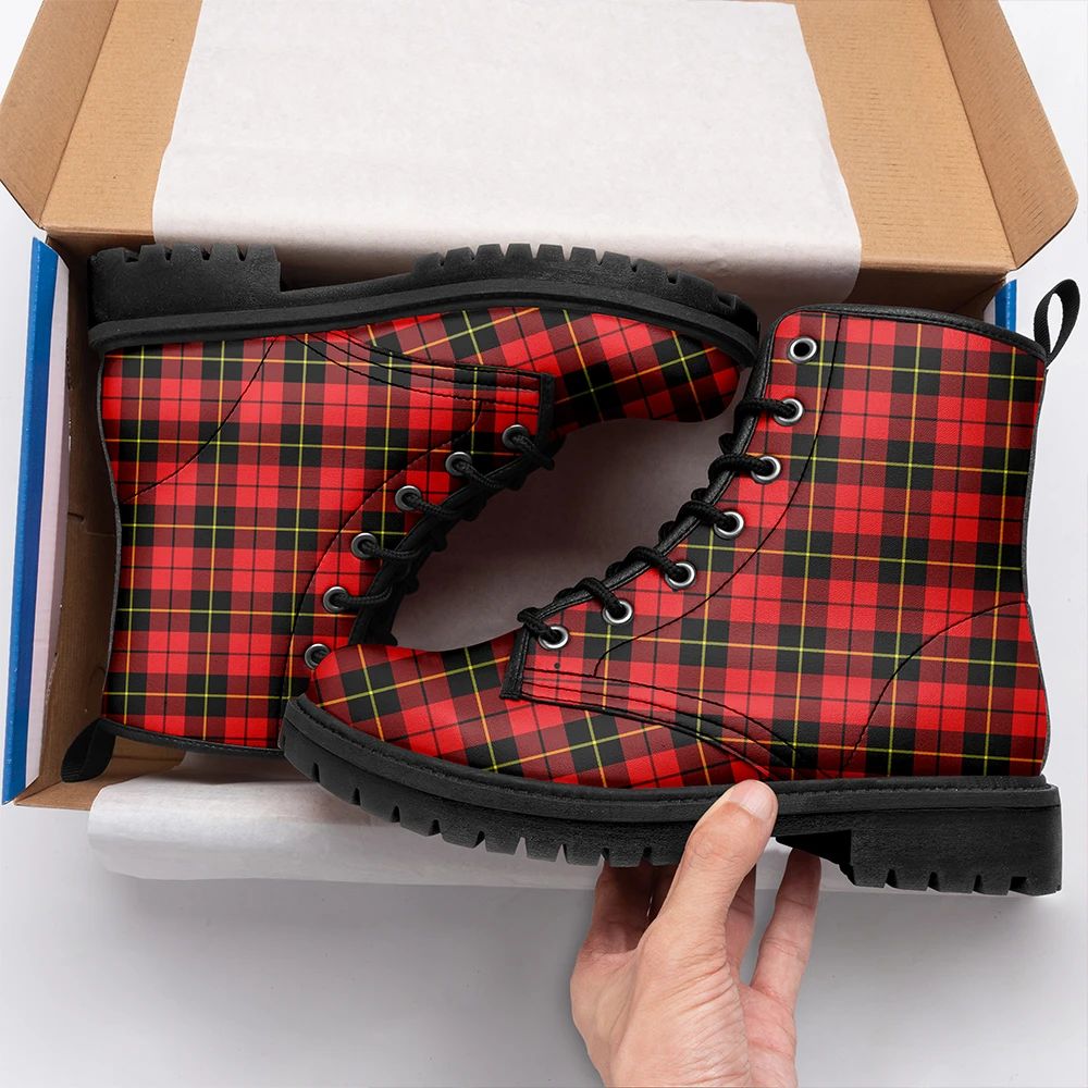 Wallace Hunting - Red Tartan Leather Boots
