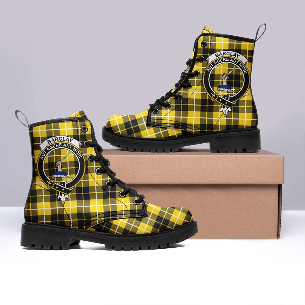 Barclay Dress Modern Tartan Crest Leather Boots