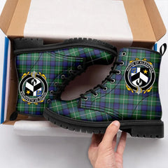 Alexander Tartan Crest Leather Boots