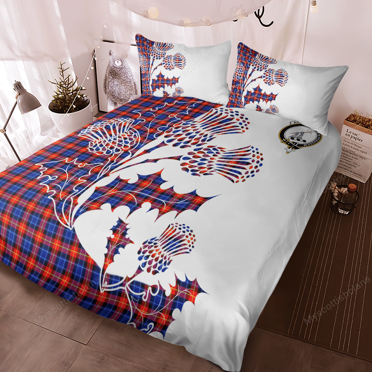 Anstruther Tartan Crest Bedding Set - Thistle Style