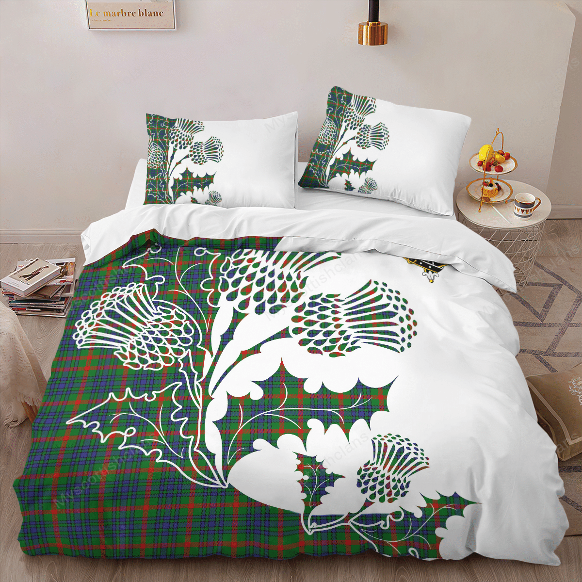 Aiton Tartan Crest Bedding Set - Thistle Style