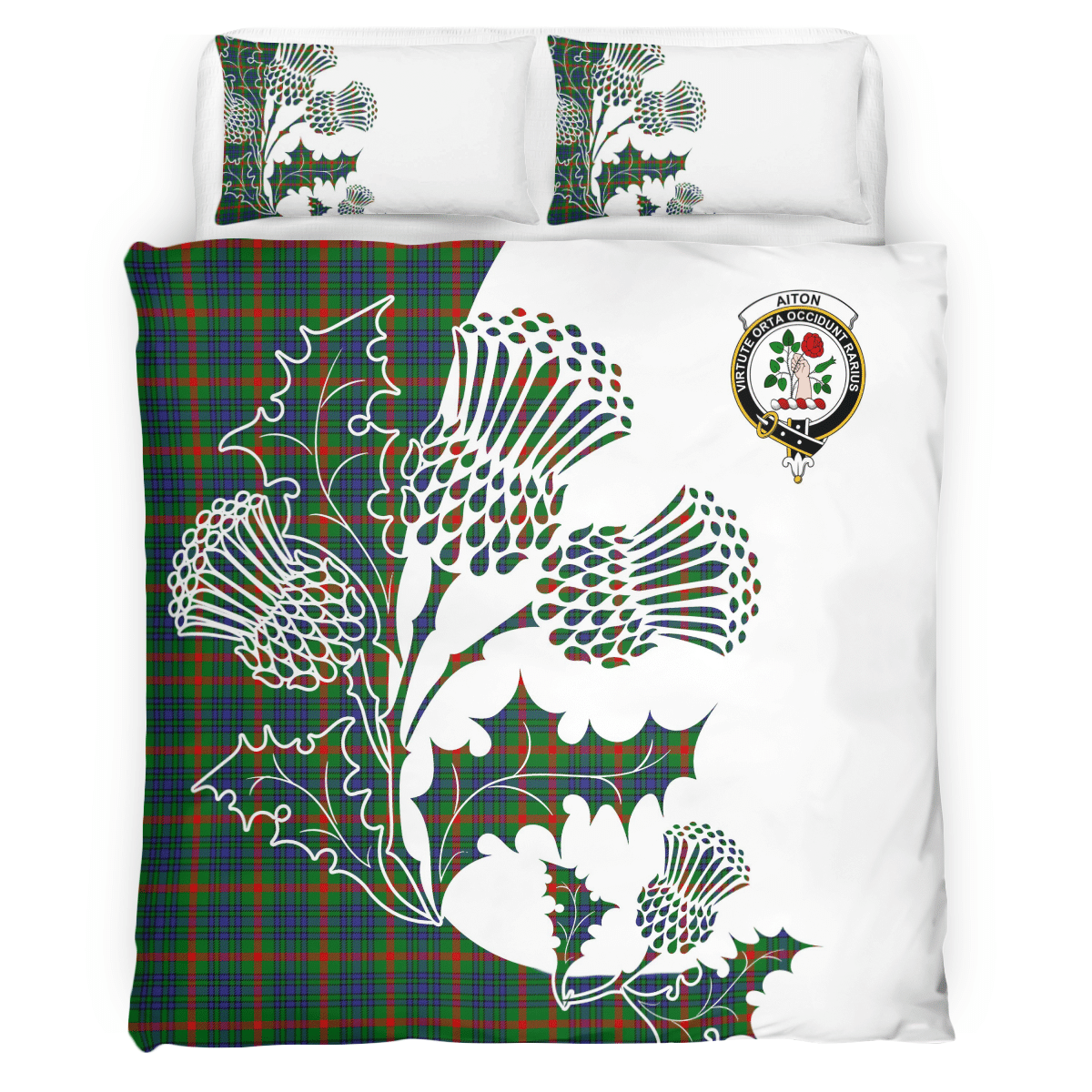 Aiton Tartan Crest Bedding Set - Thistle Style