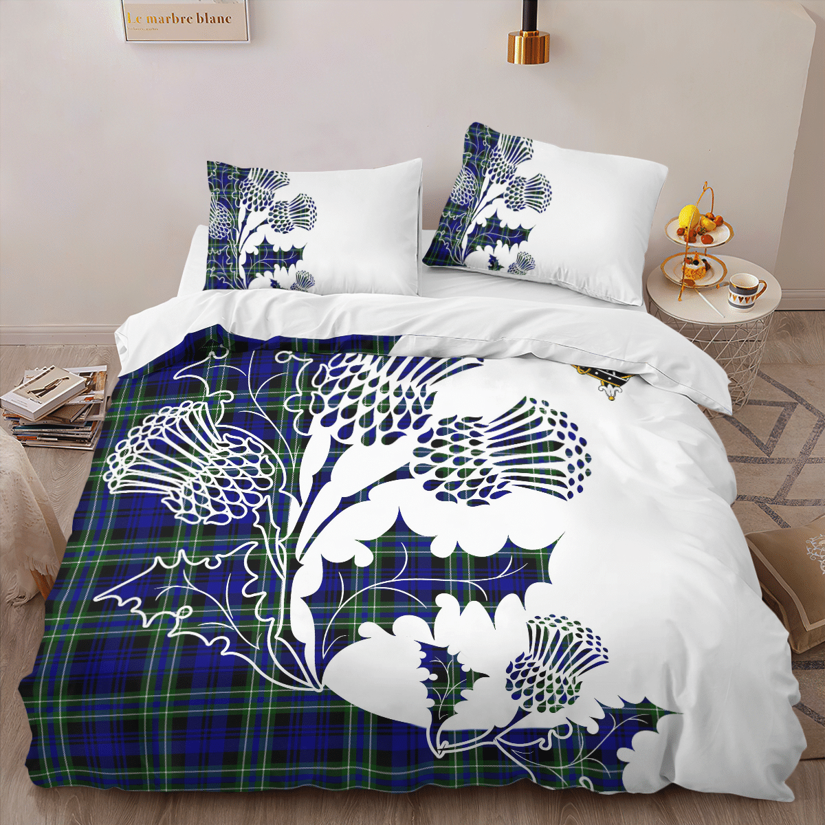 Arbuthnot Tartan Crest Bedding Set - Thistle Style