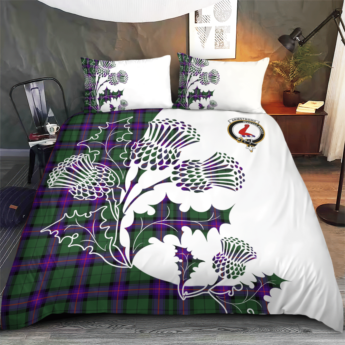 Armstrong Tartan Crest Bedding Set - Thistle Style