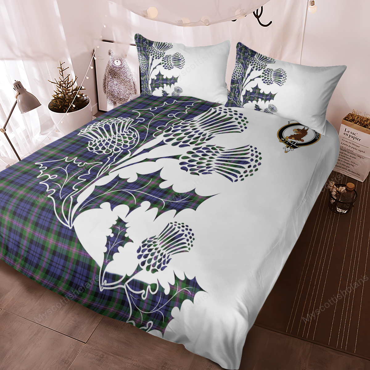 Baird Tartan Crest Bedding Set - Thistle Style