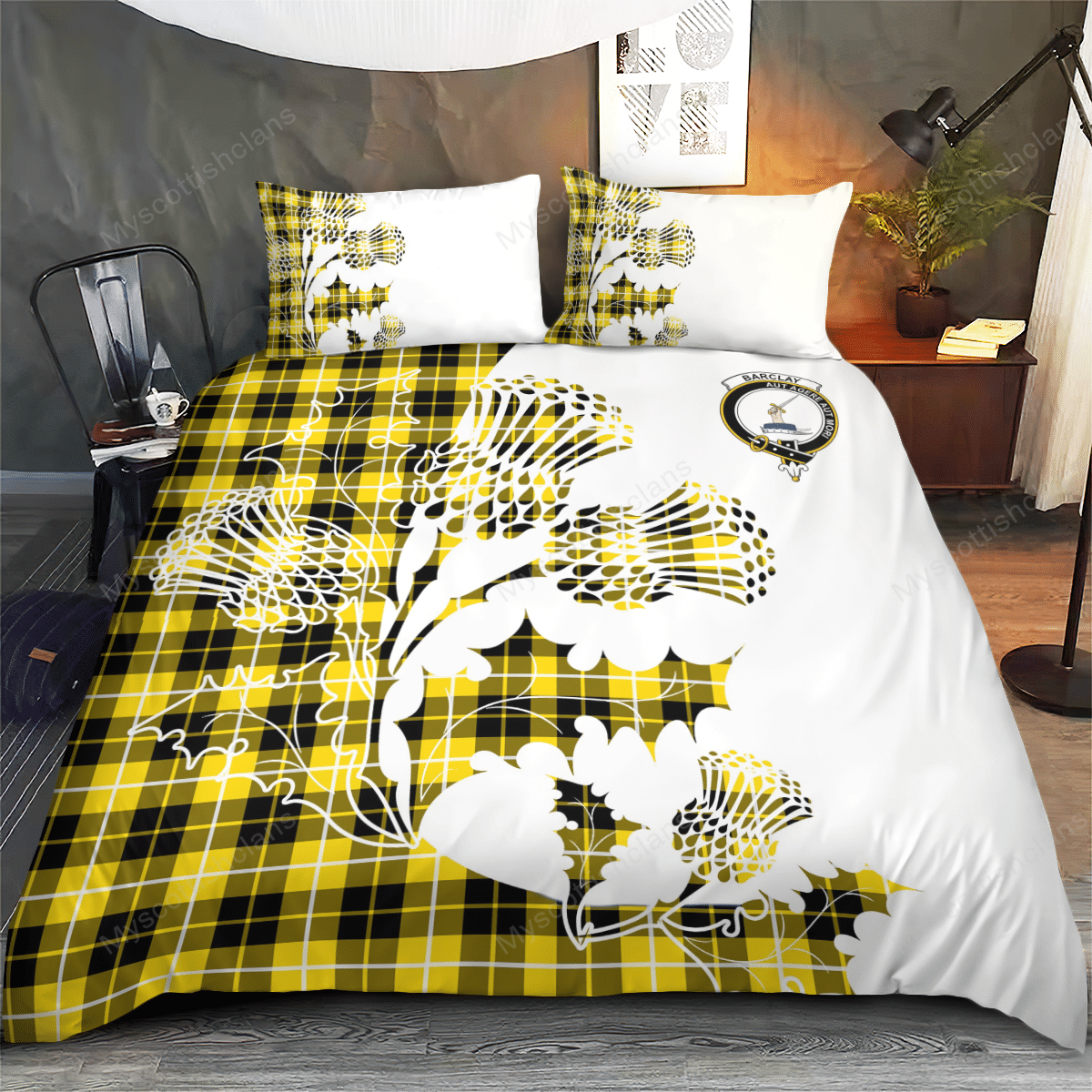 Barclay Tartan Crest Bedding Set - Thistle Style