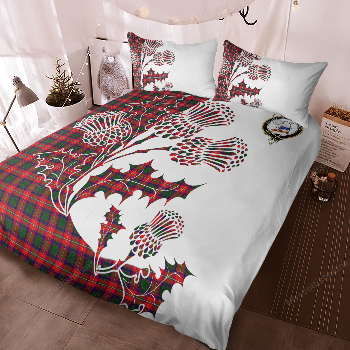 Belshes Tartan Crest Bedding Set - Thistle Style