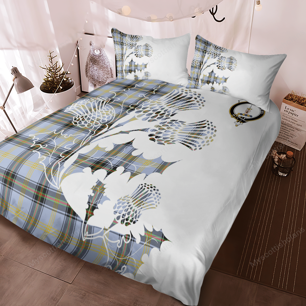 Bell Tartan Crest Bedding Set - Thistle Style